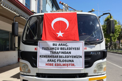 Tuzlukçu Belediyesi tarafından hibe edilen arazöz Kemerhisar Belediyesi filosuna kazandırıldı